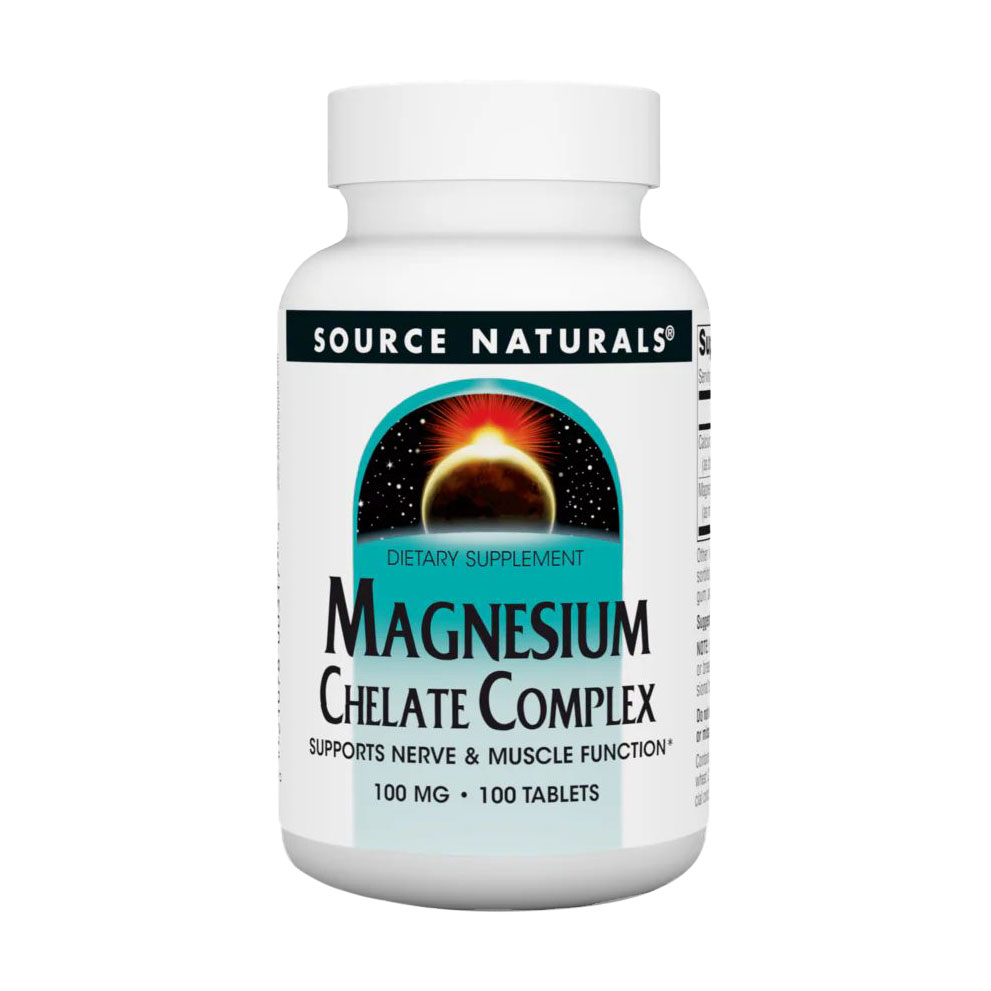 Магній хелат Source Naturals Magnesium Chelate, 100 мг, 100 таблеток